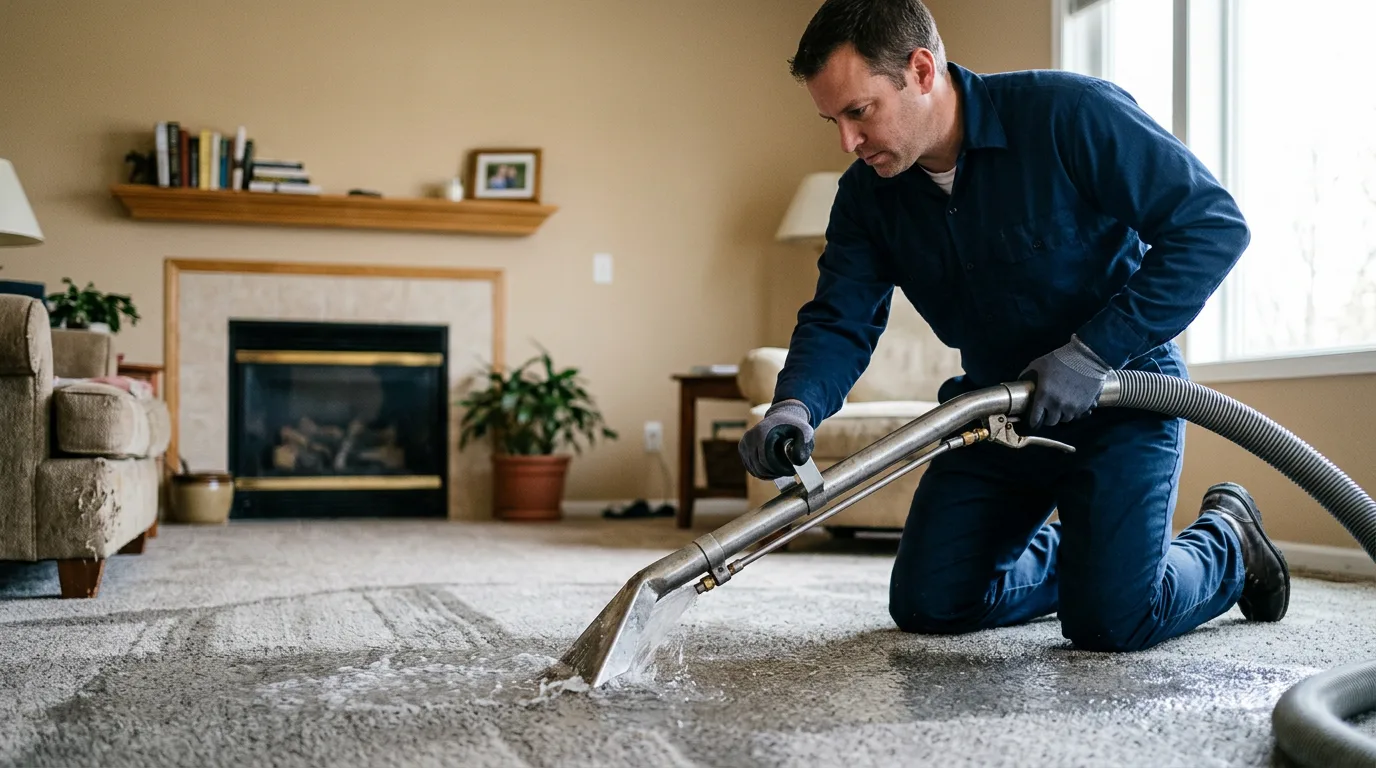 Water damage restoration technician working near Ashley, ND